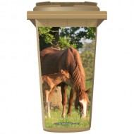 Mother & Baby Horse Wheelie Bin Sticker Panel